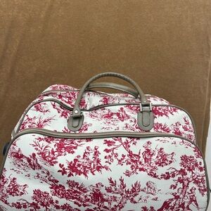 White and Red Toile Weekend Tote Bag - Unbranded